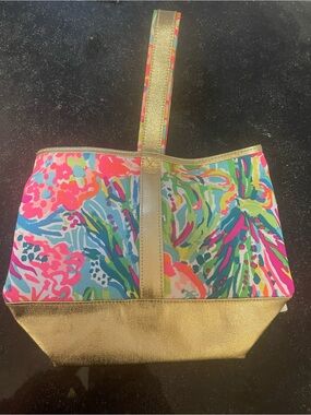 Lilly Pulitzer Gold-Trim Multicolor Floral small Tote